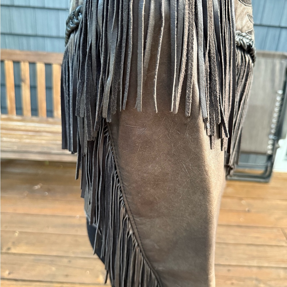 Vintage Dallas Premium Leather USA Made Fringe Western Jacket Removable Liner - Picture 7 of 15